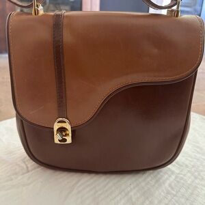 Gucci Brown Tan Crossbody Bag with Gold Clasp